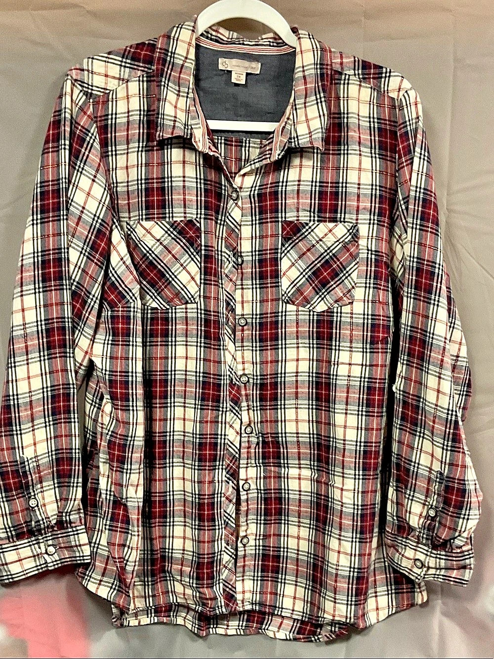 CB Established 1962 Women's Plaid Button Down Shirt Size 2X